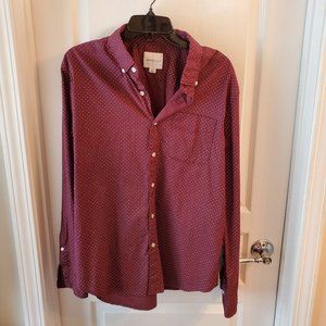 American Eagle Mens Red Button Down Shirt Size Large